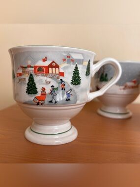 Set of 3 Vintage Sango Silent Night Footed cups Christmas Winter